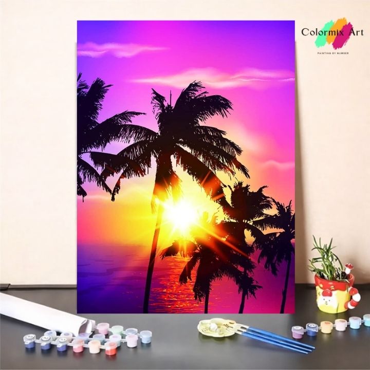 Palmier soleil couchant