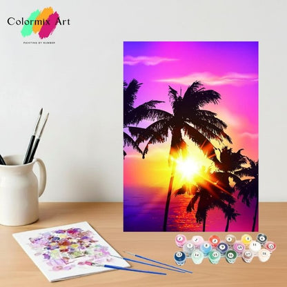 Palmier soleil couchant