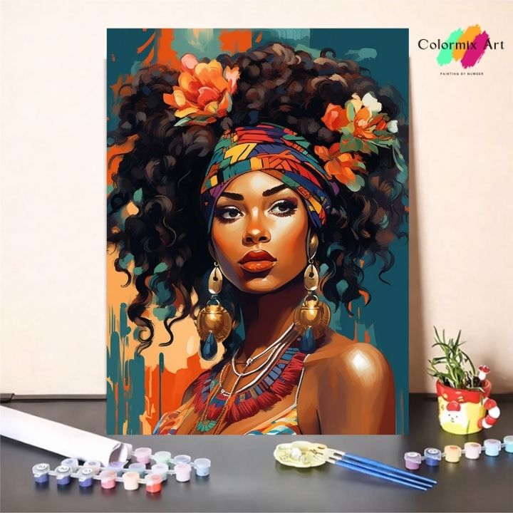 Afro américaine avec foulard traditionnel