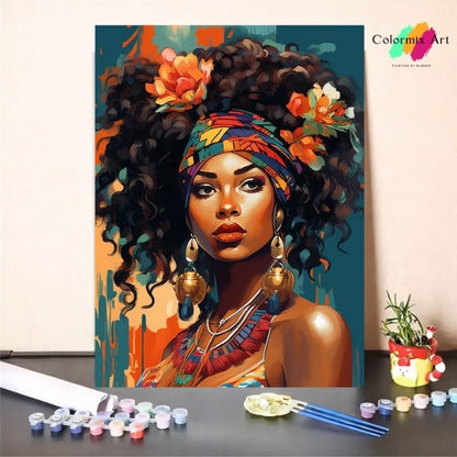 Afro américaine avec foulard traditionnel