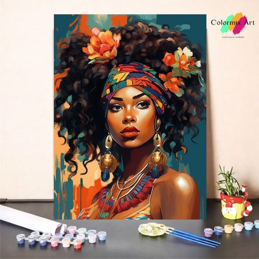 Afro américaine avec foulard traditionnel