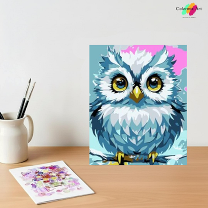 blue and white owl