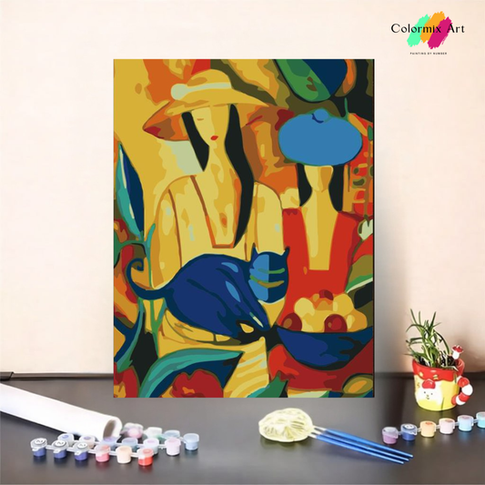 Women with a blue cat